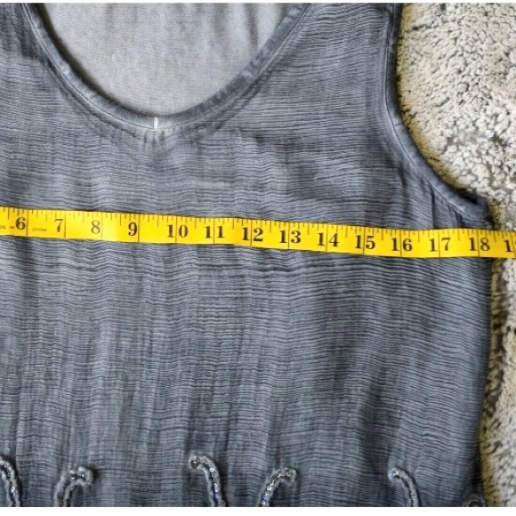 Soft Surroundings Crinkle Grey Silk Romance Embroidered Overlay Tunic Se… - Picture 8 of 9